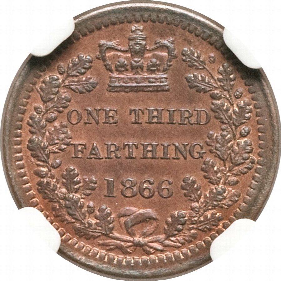 Reverse of TF1866b, Third Farthing 1866